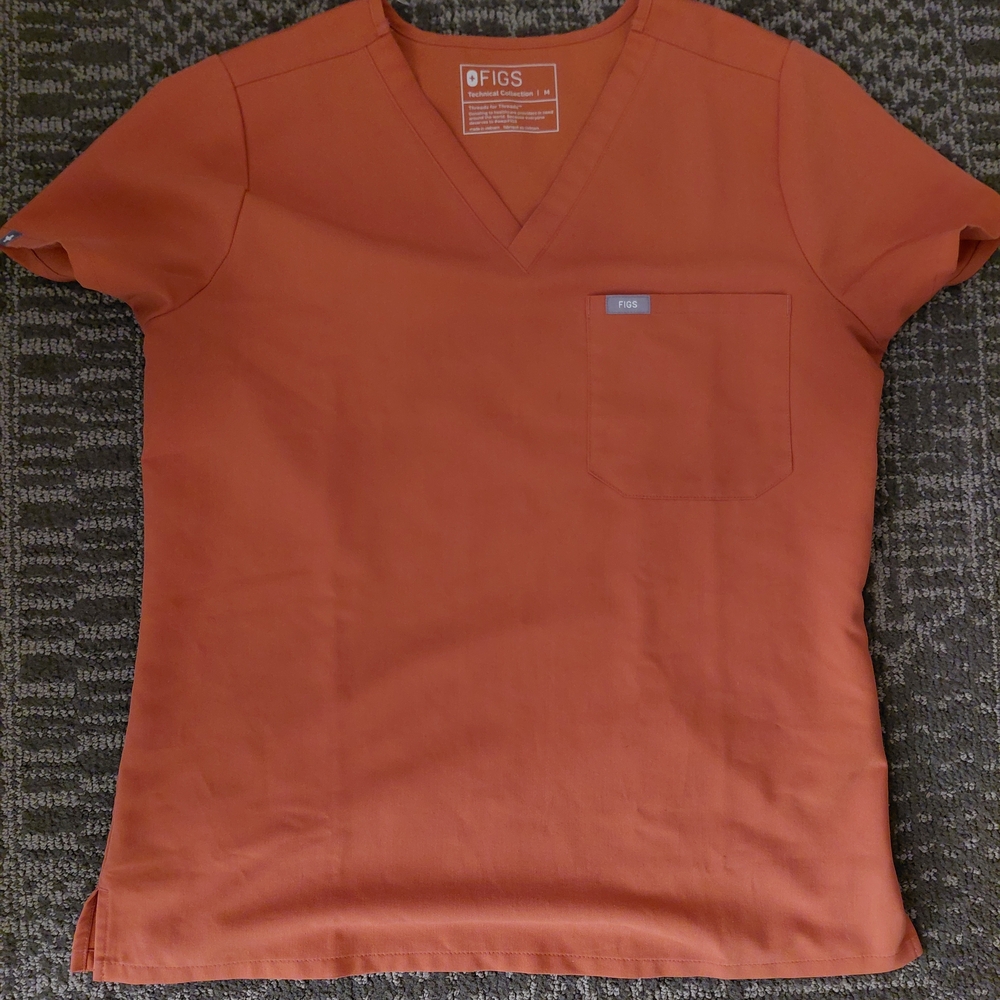 FIGS V-Neck Scrub Top in Burnt Orange